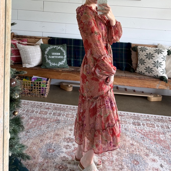 Floral Long Sleeve Dress Wrap Dress size Medium - Picture 4 of 5